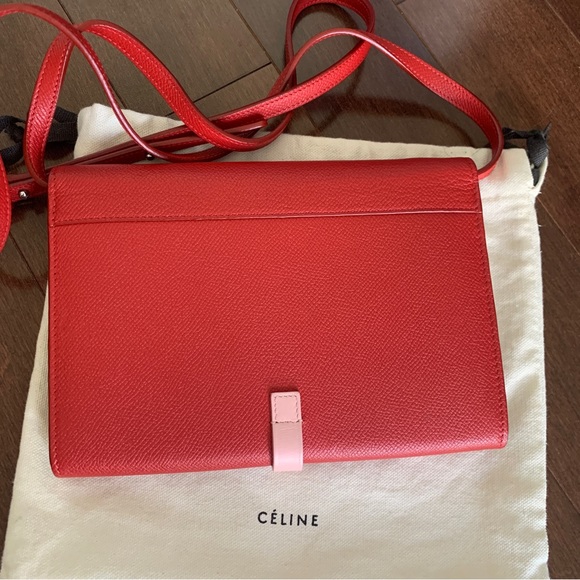 Céline Red Blush Pink Calfskin Wallet Strap Crossbody Multi-Functional Pockets - Picture 5 of 8